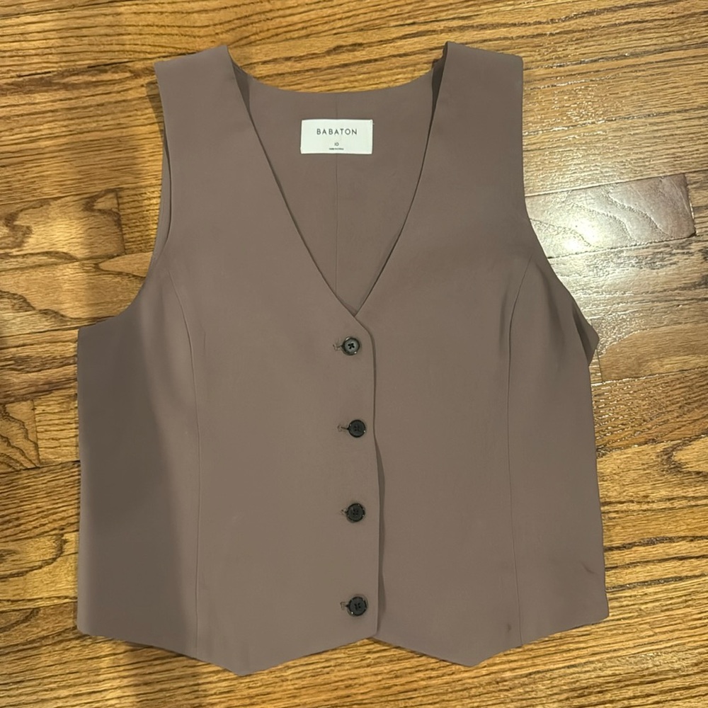 Babaton Brown Button Down Vest